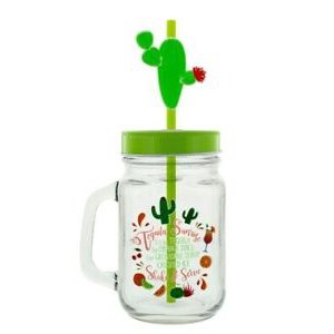 Cactus Glass, Assorted Design Green 10.5 X 13cm