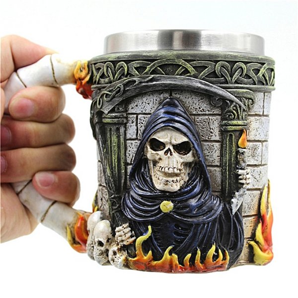 Tankard mugs Pirate skull death resin double wall Christmas Cup