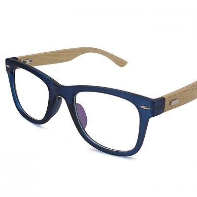 Fashion bamboo frame clear lens glasses, black framed glasses blue