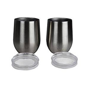 Three stainless steel insulated vacuum - wine glass with a transparent cover glass shatterproof Set Double