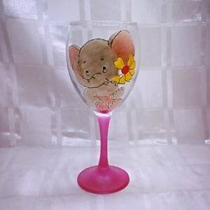 Hand drawn elephant flower character big wash glass