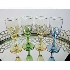 Blue-yellow-green wine glasses Phnom Penh