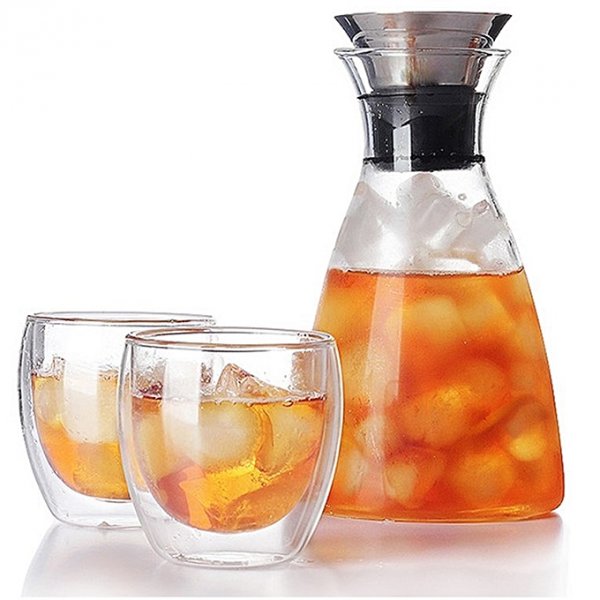 A heat insulating double-glass tea drink cup white glass