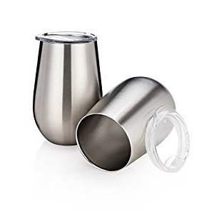 And an insulating cover glass - stainless steel stemless glass - walled wine glass with the transparent cover glass