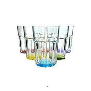 Large Assorted Colors 12 oz glass of water / juice beverage glass