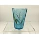 Retro, 4" blue hand painted floral design glass