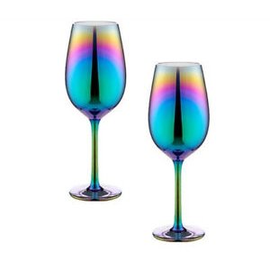 Wine glass rainbow, silver, gold multicolor wine glass