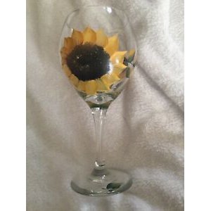 Big hand drawn wine glass sunflower