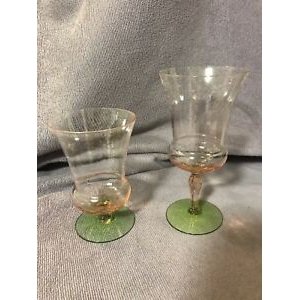 Pink and green wine glasses