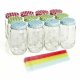 Glass jam bottle drinking cup with plastic straws and cover party