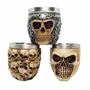 Decorative glass drink celebrate wine glass stainless steel skull pattern