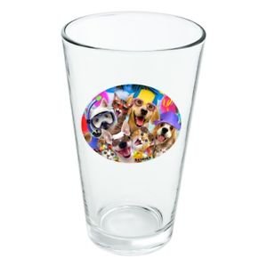 16 oz glass novelty dog