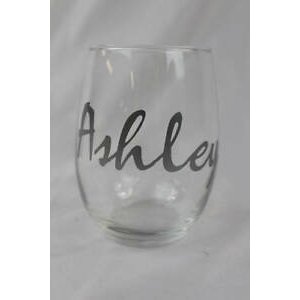 Monogram personalized stemless wine glass