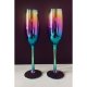 Multicolored Metal Effect Champagne Goblet Glassware Glassware Dining Bar