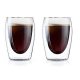 Double-wall thermal insulation tea and coffee glass, borosilicate glass