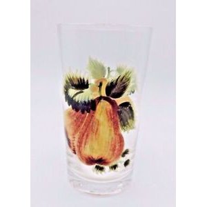 Vintage hand draw clear glass water tea fruit pear