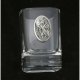 Transparent shot small glass of patron saint Christmas present