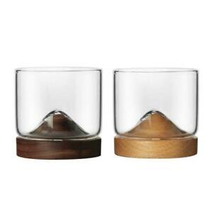 120ML small cup glass cup glass mountain wood base