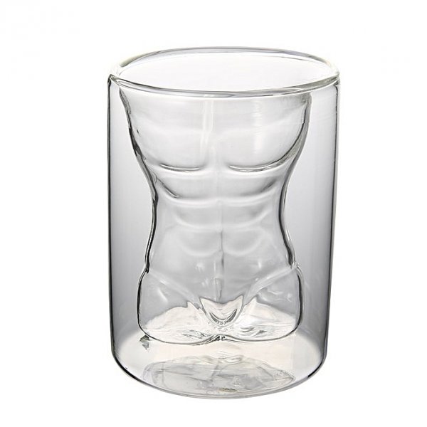 Unique double-naked male body muscles glass drinking cups