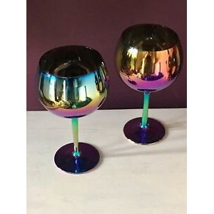 Multicolored metal effect gin glass modern glassware dining bar