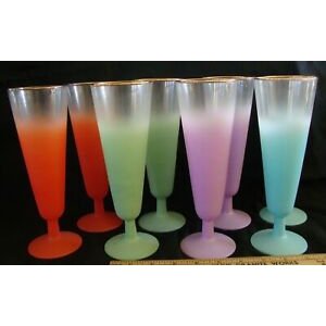 Retro pink color frosted beer glass