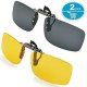 Splaks Clip-on Sunglasses, Unisex Polarized Frameless Rectangle Lens Flip up Clip on Prescription Sunglasses Eyeglass, 2-Piece C