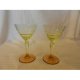 Small green and brown stem wine glass with a 5.25" high