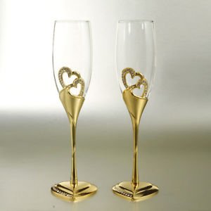 1 min gold heart-shaped crystal champagne base