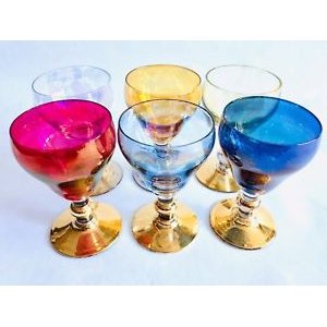 3.5", 9CM Vintage Stained Glass Wine Glass / Drink Glass