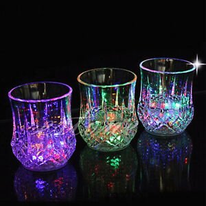 Color LED light flash firing beverage glass mug battery