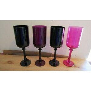 Tall glass, black, purple and pink