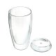 Transparent double cup with a cover glass mug