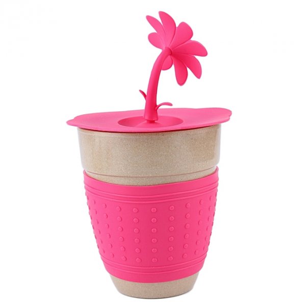 Dust-proof silicone seal lid creative flower cap body gifts Cup mugs Rose Red and Brown