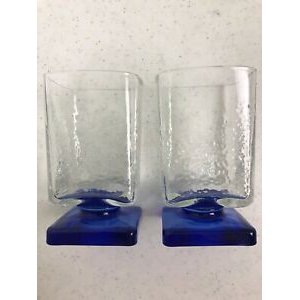 Beverage glass, cobalt blue solid base