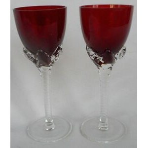 Wine hand blown ruby ??glass wine glass