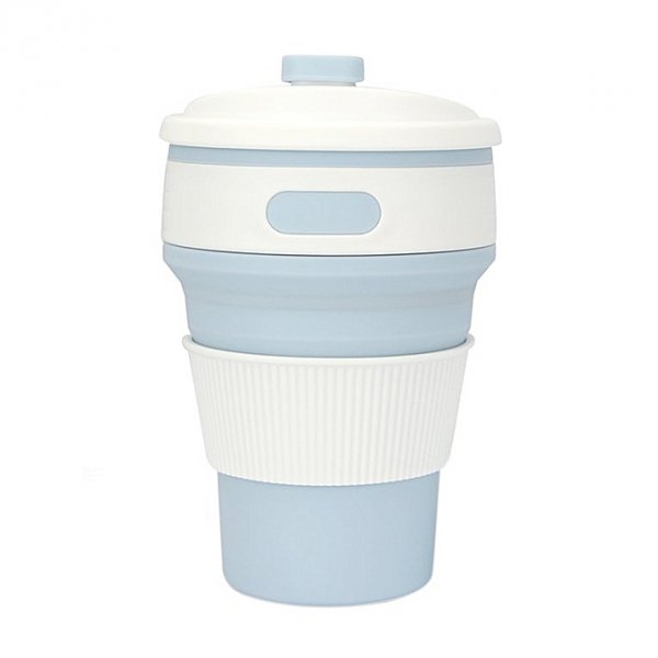 Fashion foldable silicone folding retractable portable for outdoor light blue mug