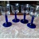 Hand blowing blue wide wine glass