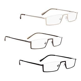 READING GLASSES 3 pack Metal Half-Rim Readers