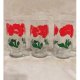 Drink Glass 5" High Red Flower Glassware Drink Cup