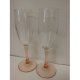 With champagne glass color long handle pink peach base with transparent glass