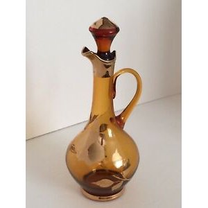 Amber glass decanter and goblet