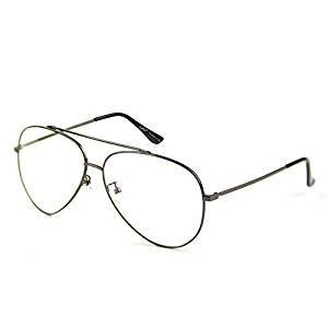 Blue filter glasses, large metal frame transparent lenses, eye fatigue improve sleep anti bronze frame