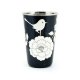 Exclusive bird flower design hand-painted stainless steel black glass tableware