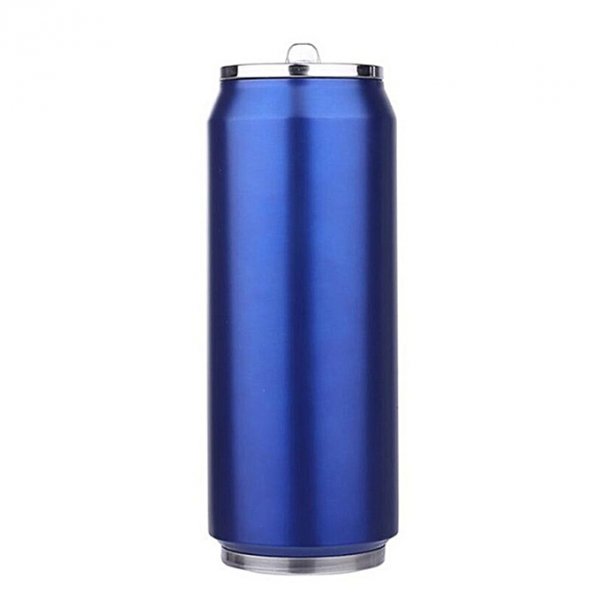 500ml Stainless Steel Insulated Water Bottle Vacuum Flask Mug With Straw-Blue