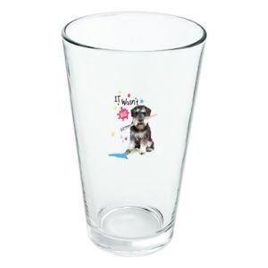 Dog and new 16 oz glass