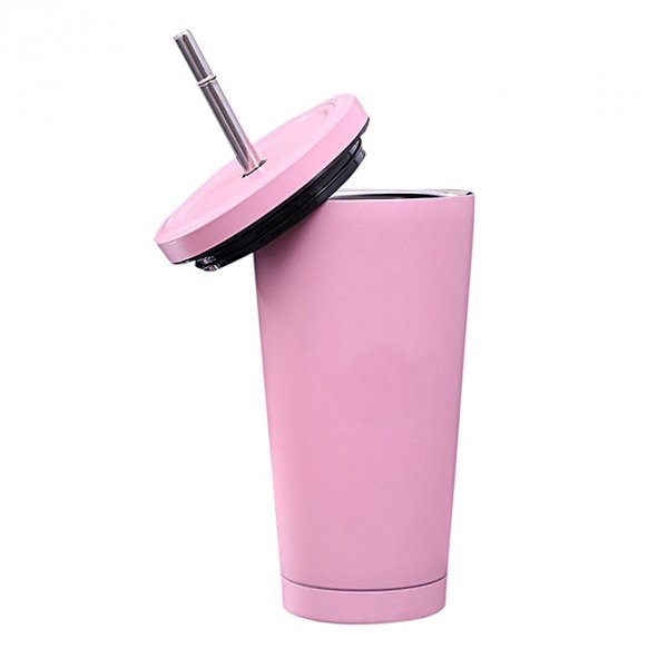 Portable size stainless steel drinking straw irregular metal pink coffee cup