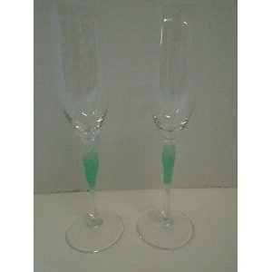 Champagne flute glass green dry scrub