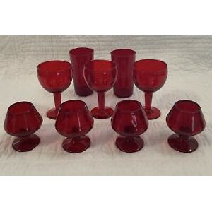 Ruby red hand blown glassware, highball glass