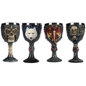 Gothic Goblet Gothic Grail Halloween Skull Wolf Head Dragon