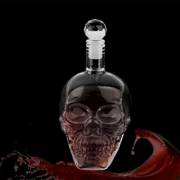 Clear skull skull vodka bottle wine bottles of liquor